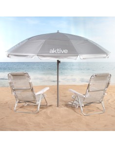 Sombrilla de playa gris D220 cm UV50 Aktive | Distria 2