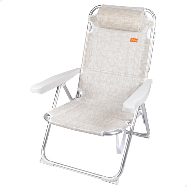 Silla de playa convertible en tumbona beige | Distria