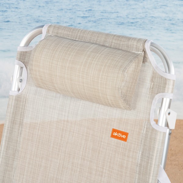 Silla de playa convertible en tumbona beige | Distria