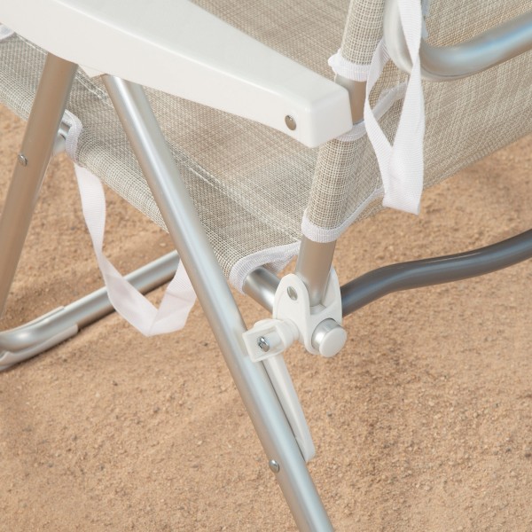 Silla de playa convertible en tumbona beige | Distria