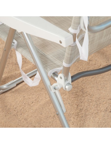 Silla de playa convertible en tumbona beige | Distria