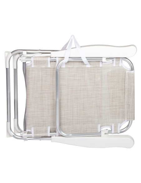 Silla de playa convertible en tumbona beige | Distria