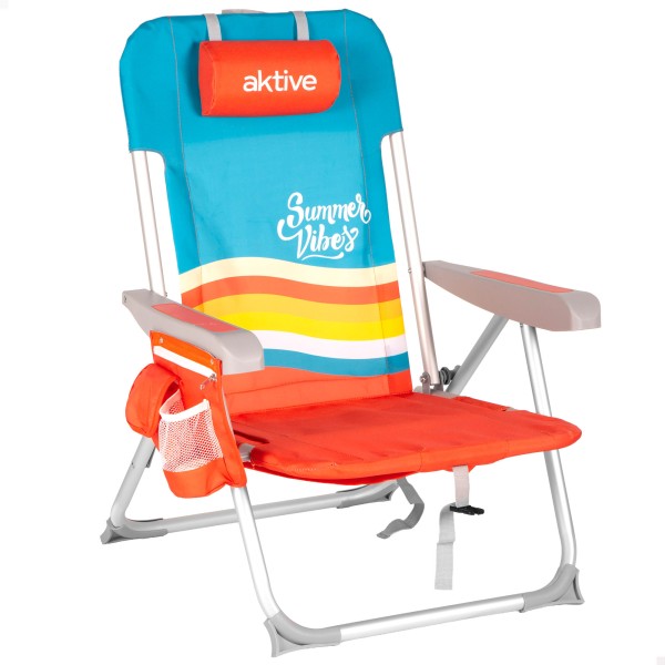 Silla playa colorida con bolsillos 50x60x85 cm | Distria