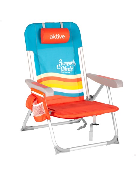 Silla playa colorida con bolsillos 50x60x85 cm | Distria