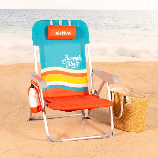 Silla playa colorida con bolsillos 50x60x85 cm | Distria