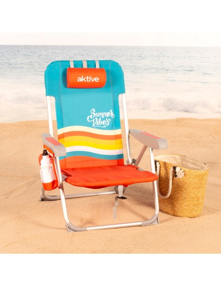 Silla playa colorida con bolsillos 50x60x85 cm | Distria