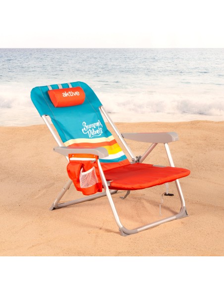 Silla playa colorida con bolsillos 50x60x85 cm | Distria