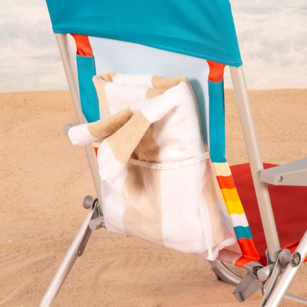 Silla playa colorida con bolsillos 50x60x85 cm | Distria