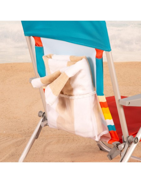 Silla playa colorida con bolsillos 50x60x85 cm | Distria