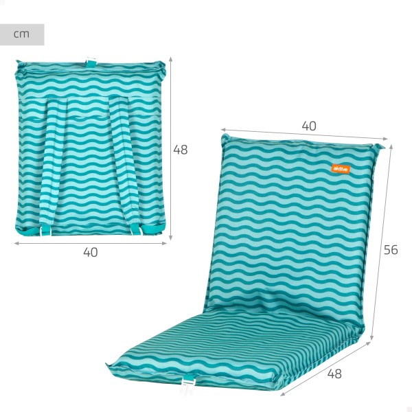 Asiento plegable playa ondas turquesa con bolsillo trasero | Distria