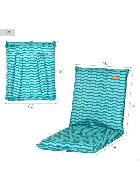 Asiento plegable playa ondas turquesa con bolsillo trasero | Distria