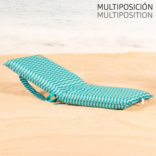 Asiento plegable playa ondas turquesa con bolsillo trasero | Distria