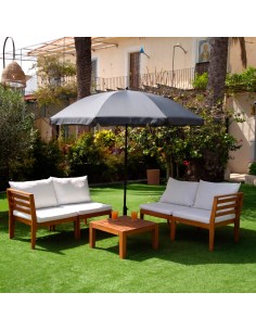 Parasol grande gris oscuro 200 cm con funda | Distria 2