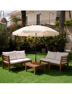 Parasol grande blanco crema 200 cm con funda | Distria 2