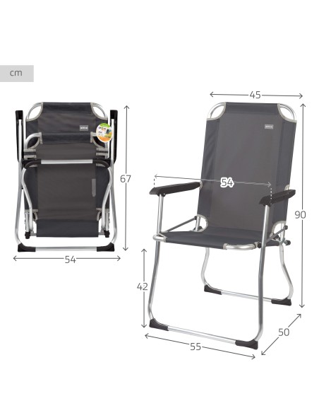 Silla alta de camping de aluminio | Distria