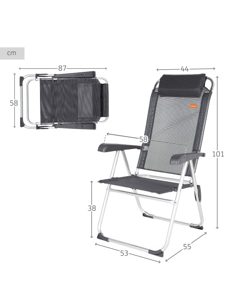 Silla camping reclinable con cojín Aktive | Distria