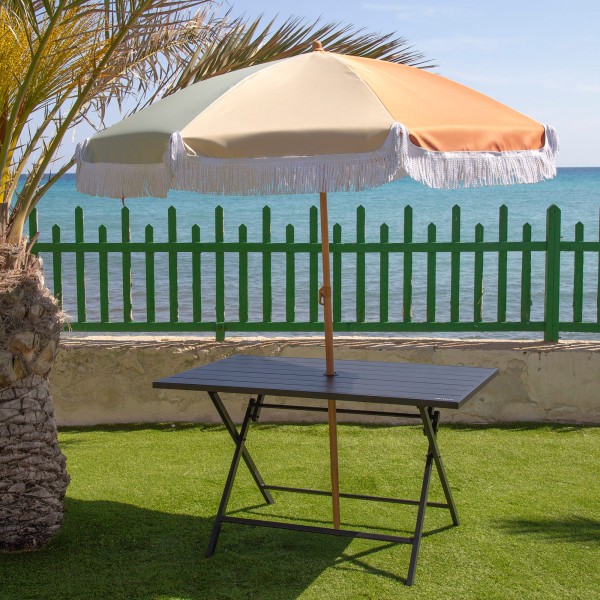 Aktive Mesa plegable de jardín de acero negro 121x75x69 cm | Distria