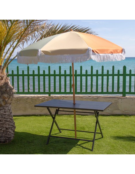 Aktive Mesa plegable de jardín de acero negro 121x75x69 cm | Distria