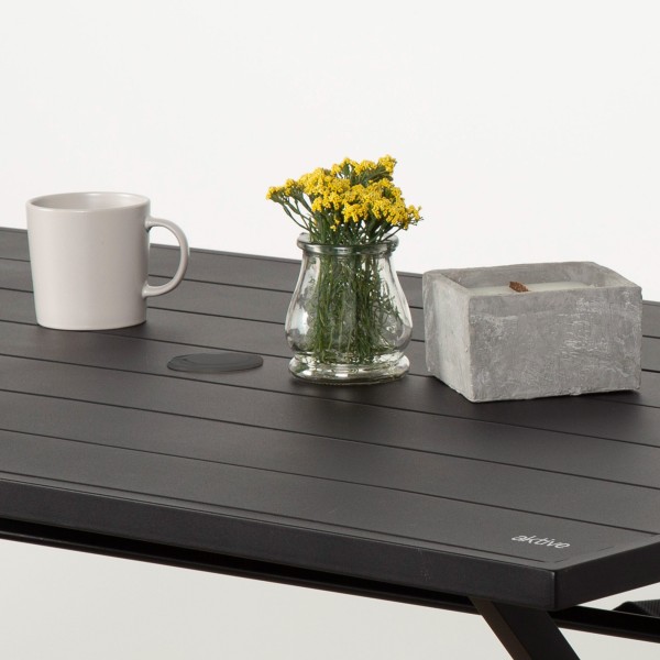 Aktive Mesa plegable de jardín de acero negro 121x75x69 cm | Distria