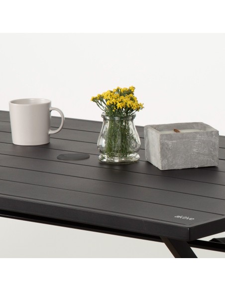 Aktive Mesa plegable de jardín de acero negro 121x75x69 cm | Distria