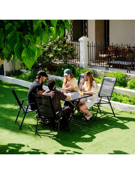 Aktive Mesa plegable de jardín de acero negro 121x75x69 cm | Distria