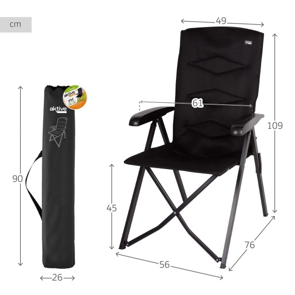 Silla plegable camping acolchada 5 posiciones Aktive | Distria