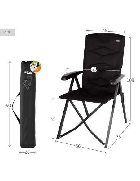 Silla plegable camping acolchada 5 posiciones Aktive | Distria