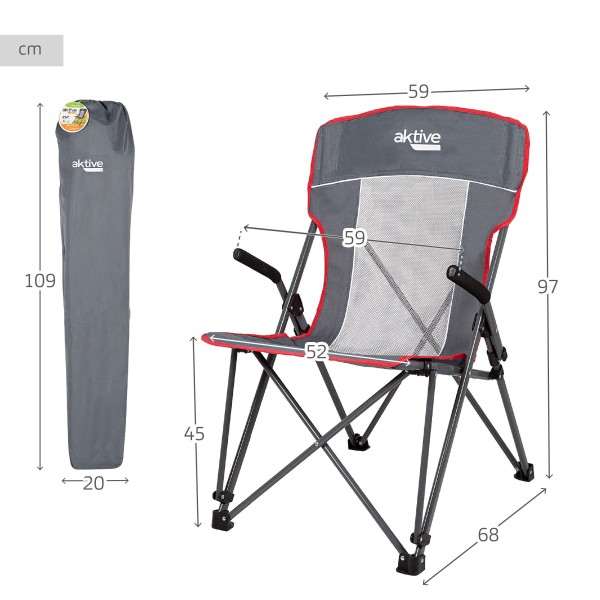 Silla plegable camping reposabrazos removibles | Distria