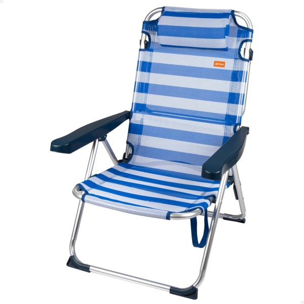 Silla de playa y tumbona plegable rayas 2 en 1 | Distria