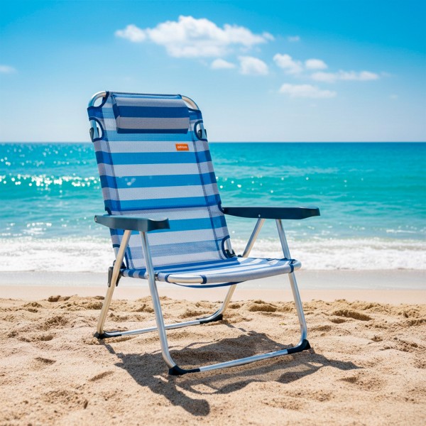 Silla de playa y tumbona plegable rayas 2 en 1 | Distria