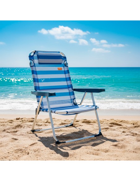 Silla de playa y tumbona plegable rayas 2 en 1 | Distria