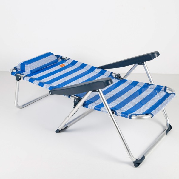 Silla de playa y tumbona plegable rayas 2 en 1 | Distria