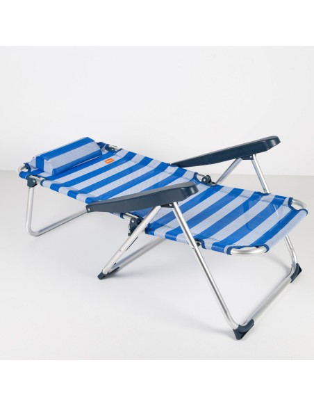 Silla de playa y tumbona plegable rayas 2 en 1 | Distria