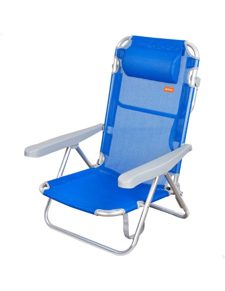 Silla Plegable Azul 5 posiciones con Cojín | Distria