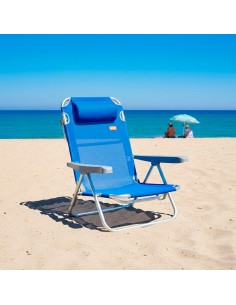 Silla Plegable Azul 5 posiciones con Cojín | Distria 2