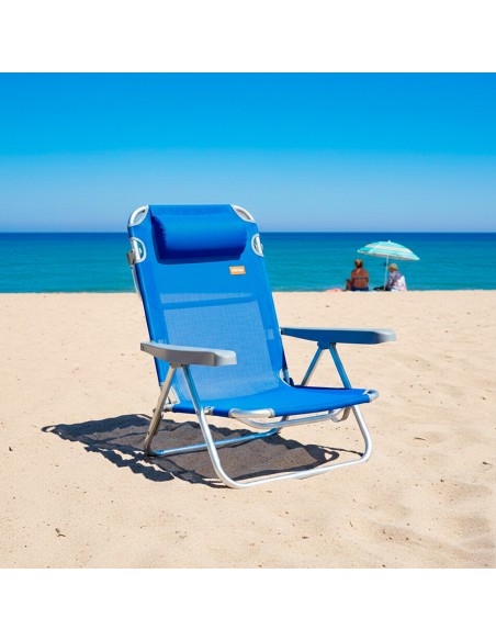 Silla Plegable Azul 5 posiciones con Cojín | Distria