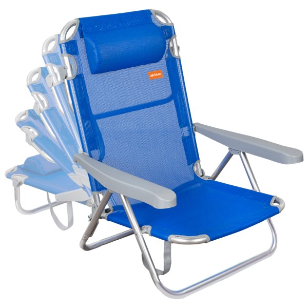 Silla Plegable Azul 5 posiciones con Cojín | Distria