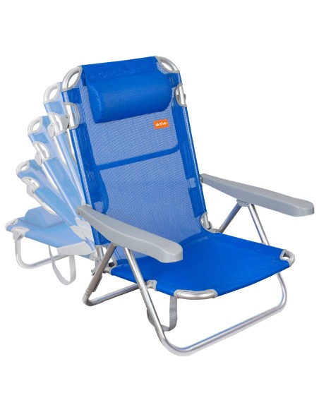 Silla Plegable Azul 5 posiciones con Cojín | Distria