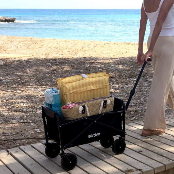 Carro playa negro Aktive 4 ruedas | Distria