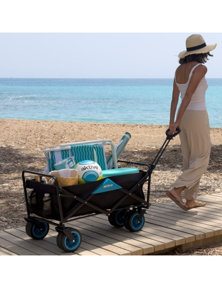 Carro de playa plegable Aktive 90x50x97 cm con 4 ruedas | Distria