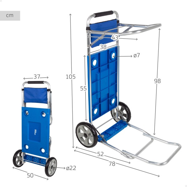 Carro mesa playa plegable 2 en 1 | Distria
