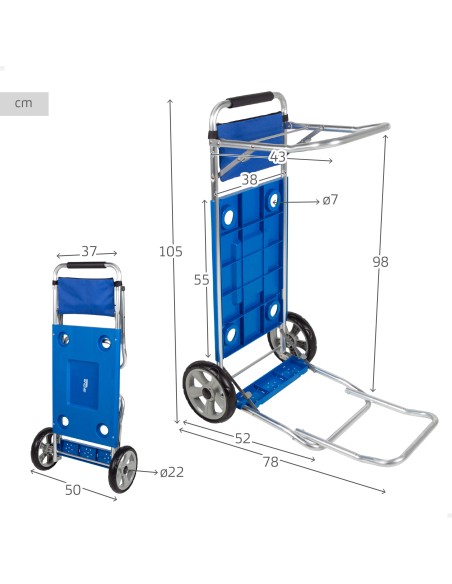 Carro mesa playa plegable 2 en 1 | Distria