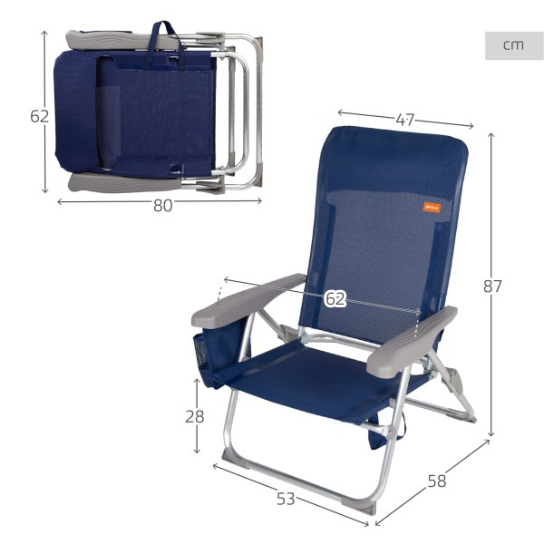 Silla de playa plegado extraplano con bolsillo lateral | Distria