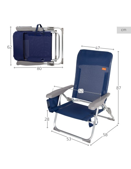 Silla de playa plegado extraplano con bolsillo lateral | Distria