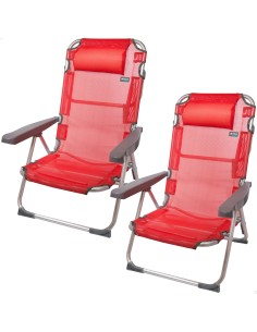 Pack ahorro 2 sillas playa rojo 48x60x90 cm | Distria