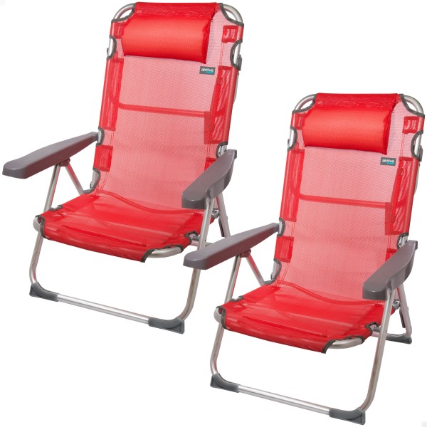 Pack ahorro 2 sillas playa rojo 48x60x90 cm | Distria