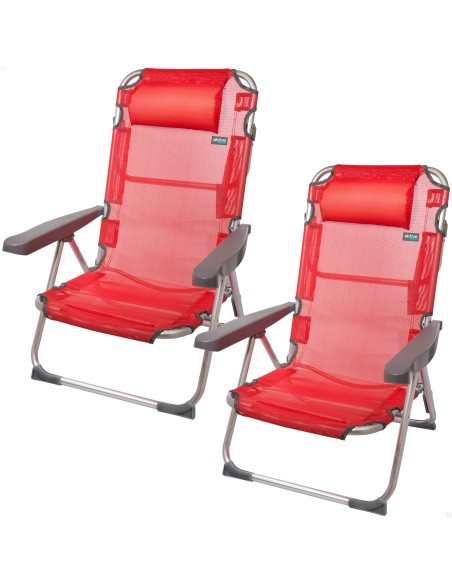 Pack ahorro 2 sillas playa rojo 48x60x90 cm | Distria