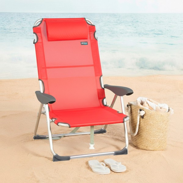 Pack ahorro 2 sillas playa rojo 48x60x90 cm | Distria