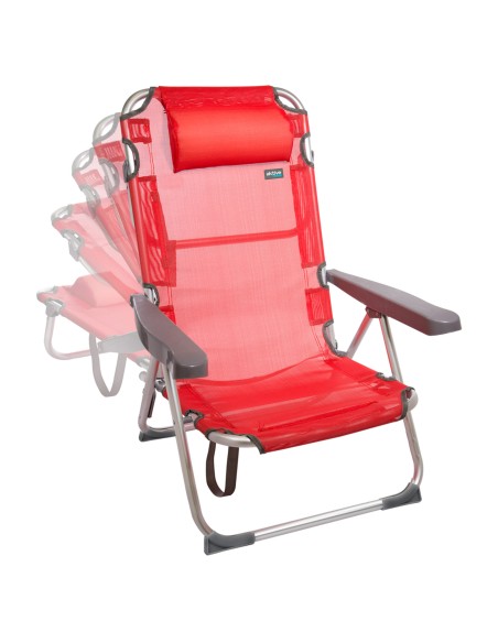 Pack ahorro 2 sillas playa rojo 48x60x90 cm | Distria