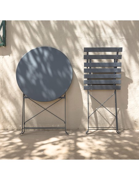 Conjunto de muebles de terraza metálicos negro Aktive | Distria